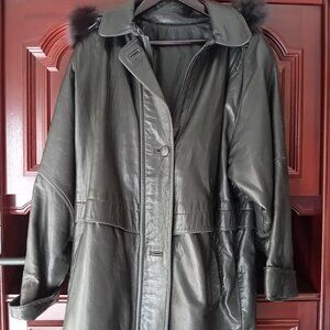 1X Vintage Antels Leather Winter Fur Trim Jacket